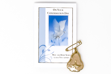 Confirmation Leaflet & Prayer with Pearl Brooch.