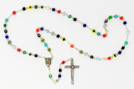 Cubed Murano Glass Rosary Beads.