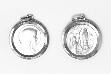Lourdes Double Faced Silver Pendant.
