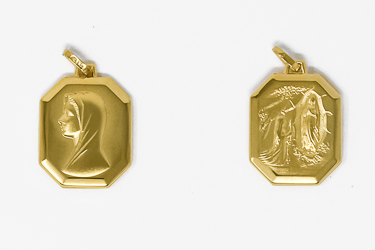 Solid Gold Virgin Mary Pendant .