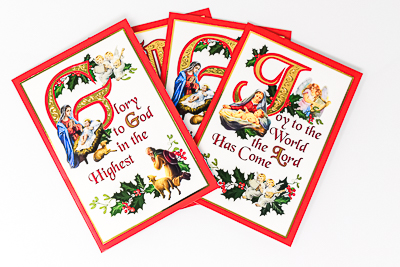 12 Gold Stamped Christmas Cards.