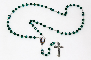 Green Crystal Rosary Beads.