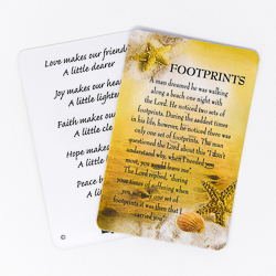 Footprints in the Sand Prayer Card.