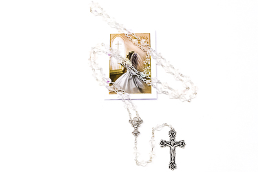 Girl's Rosary and Prayer Card.