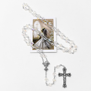 Girl's Rosary and Prayer Card.