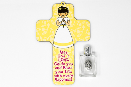 CATHOLIC GIFT SHOP LTD - Girl's Communion Cross Gift Set with Lourdes ...