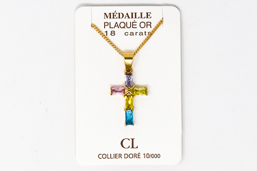 Gold Plated Cubic Zirconia Cross Necklace.