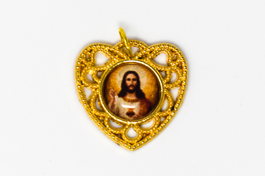 Sacred Heart of Jesus Gold Heart Pendant.