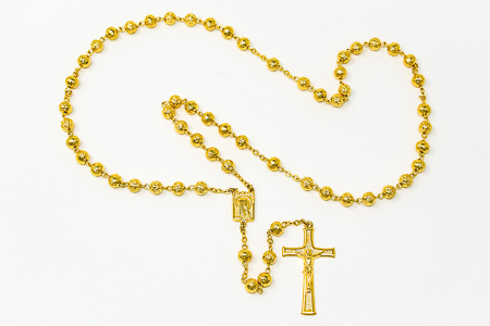 Lourdes Gold Rose Rosary Beads.