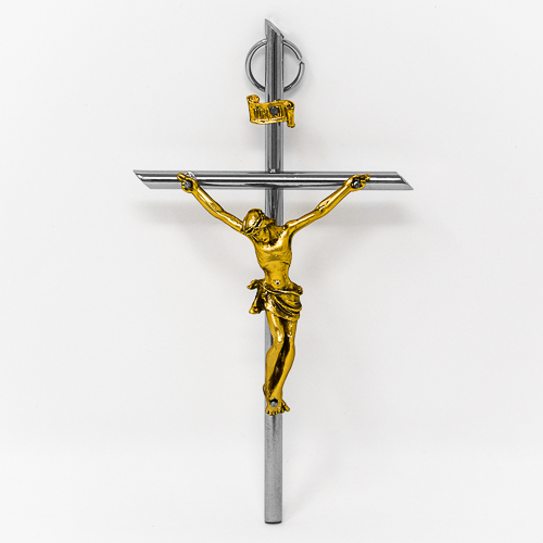 CATHOLIC GIFT SHOP LTD - Gold & Silver Crucifix with Metal Corpus Handmade.