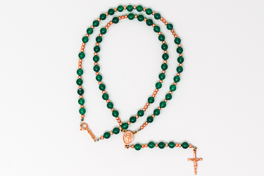 Green Agate Birthstone Rosary Necklace.