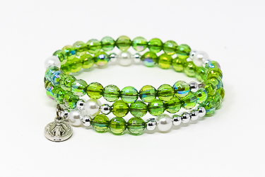 Green Memory Wire Rosary Bracelet