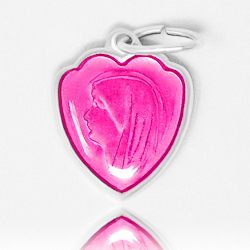 Pink Heart Our Lady of Lourdes Medal.
