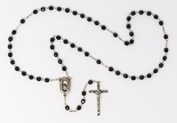 Crystal Cut Hematite Lourdes Water Rosary Beads.