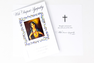 Immaculate Heart of Mary Sympathy Card.