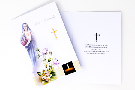 Immaculate Heart of Mary Sympathy Card.