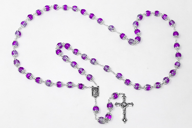 Iridescent Amethyst Crystal Rosary Beads.