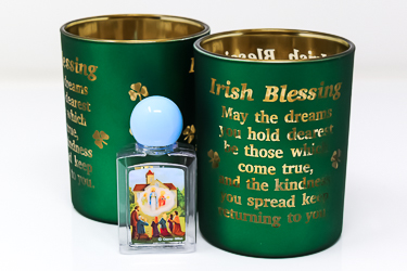 Irish Blessing Glass Votive Holder.