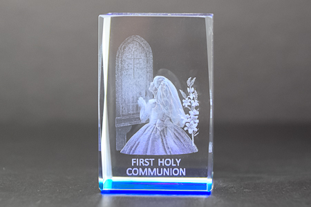 Girl's Communion Crystal Paperweight. 