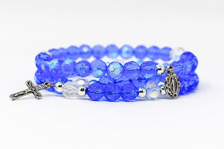 Blue Memory Wire Rosary Bracelet