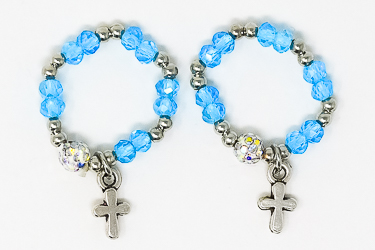 Blue Crystal Rosary Ring.