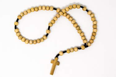 Natrural Wooden Pax Rosary Beads.