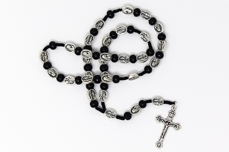 Lourdes Black Wooden Rosary.