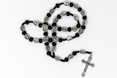 Lourdes Black Wooden Rosary.