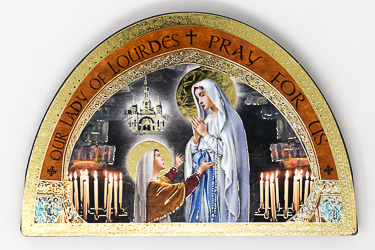 Lourdes Icon Wood Plaque.