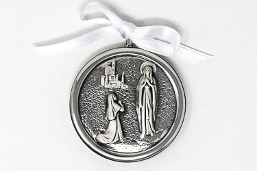 Lourdes Silver Plated Crib Medal .