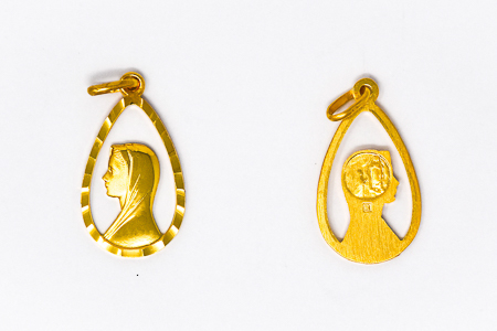 Virgin Mary Gold Pendant.