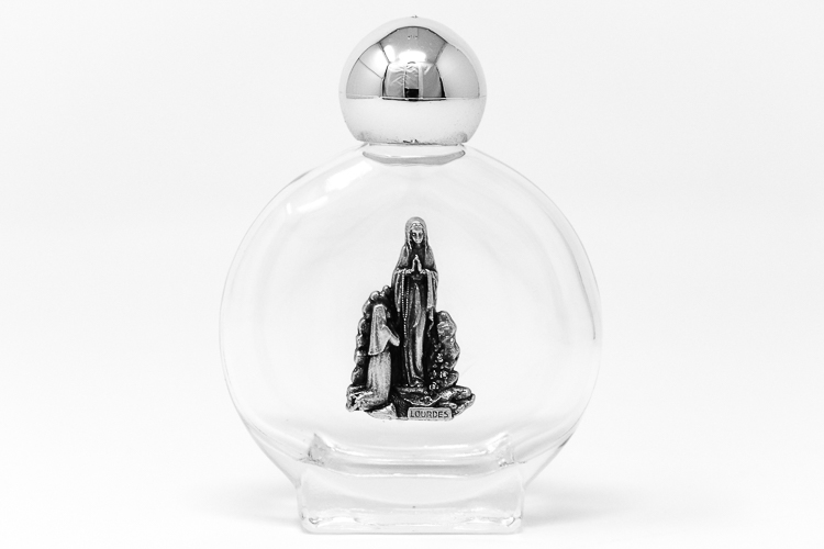 CATHOLIC GIFT SHOP LTD - Lourdes Water inside a Round Glass Bottle.