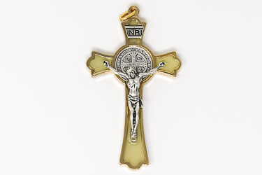 Luminous St.Benedict Metal Crucifix.