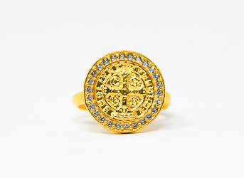 Men's St Benedict Gold Ring.