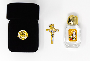 Men's Gold Ring St Benedict Gift Set