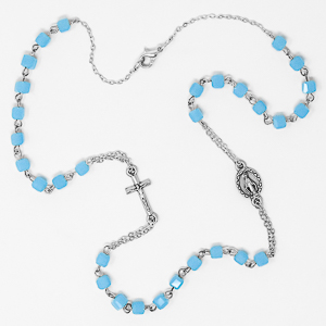Aqua Rosary Necklace