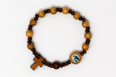 Elastic Cross Wooden Rosary Bracelet. 