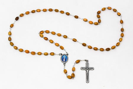 Our Lady of Grace Olive Wood Rosary Beads.