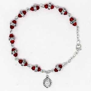 Miraculous Red Crystal Rosary Bracelet.