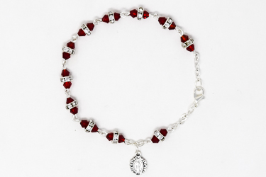 Miraculous Red Crystal Rosary Bracelet.