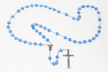 Blue Cross Rosary Beads..
