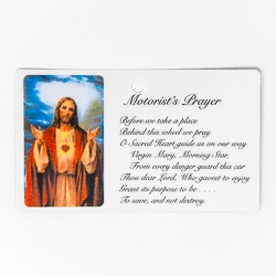 Motorist's Sacred Heart of Jesus Prayer Card.