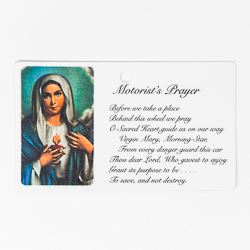 Motorist's Sacred Heart of Mary Prayer Card.
