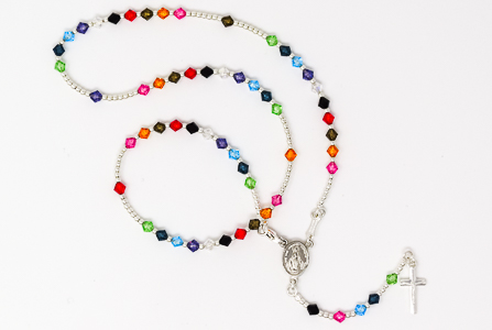 Multi Colour Swarovski Rosary Necklace.