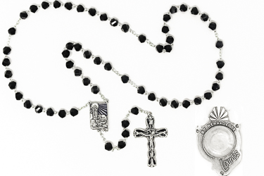 Lourdes Water ​​​​​​​Metallic Black Rosary Beads 