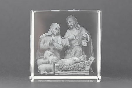 Nativity Crystal Paperweight. 