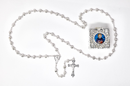 Saint Benedict Silver Rosary.