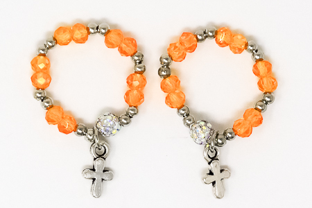 Orange Crystal Rosary Ring.