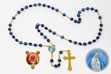Our Lady of Fatima Glass Rosary Beads.