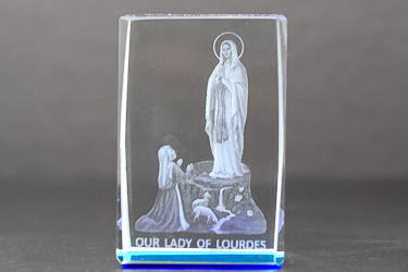 Our Lady of Lourdes Crystal Paperweight. 